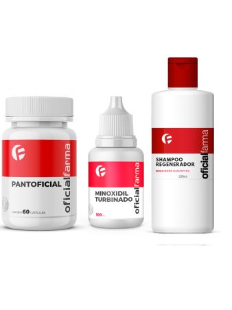 Pantoficial 60 C&aacute;ps + Minoxidil Turbinado 100ml + Shampoo Regenerador 200ml